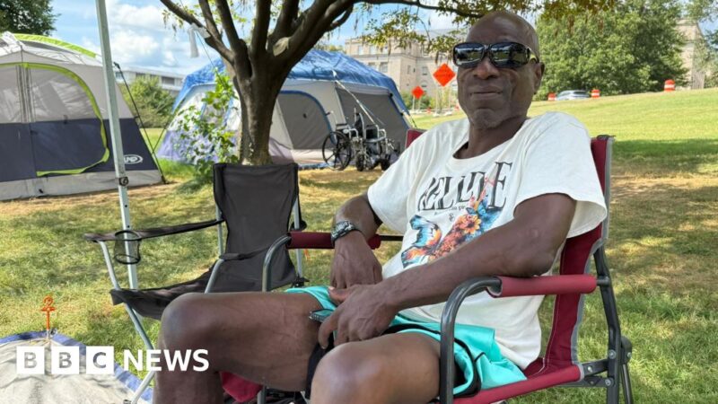 Donald Trump posted a pic of me by my tent. Then a bulldozer arrived