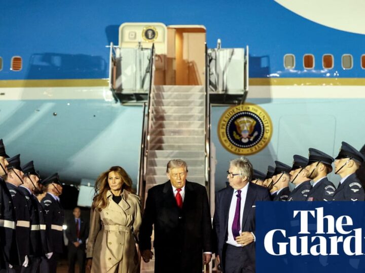 Donald Trump lands in UK for second state visit as protesters gather in Windsor | Donald Trump