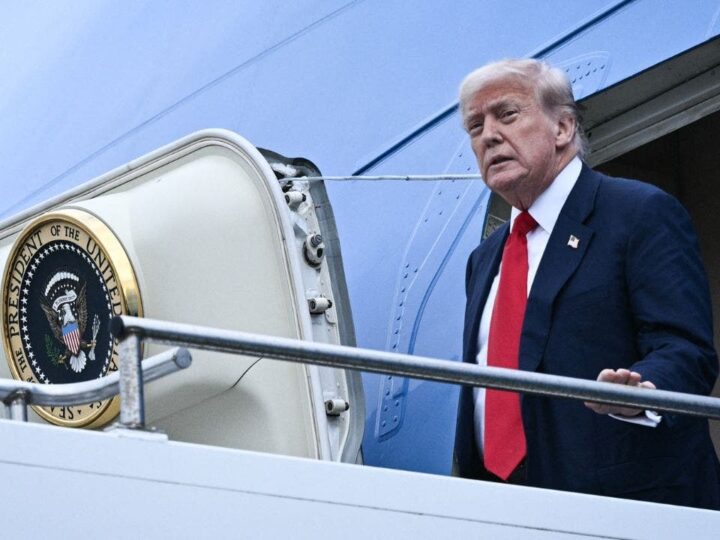 Trump uses small stairs on Air Force One after hunting stand found nearby