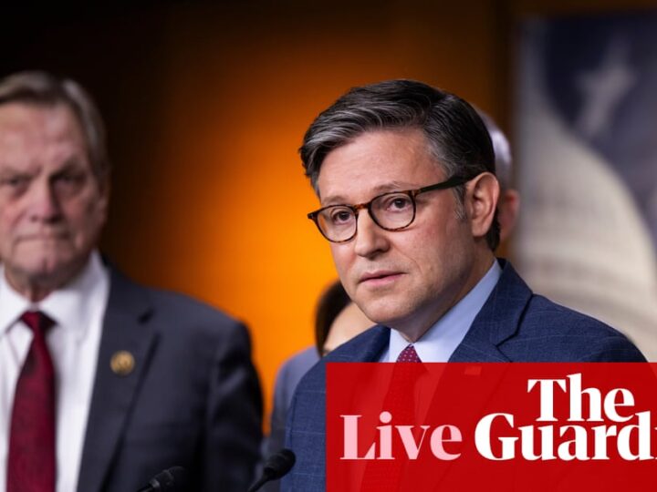 House speaker responds to Trump’s reported demand for $230m payment from justice department – US politics live | US news