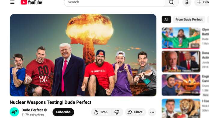 Trump Orders Nuclear Weapons Testing To Be Carried Out By The Guys From Dude Perfect