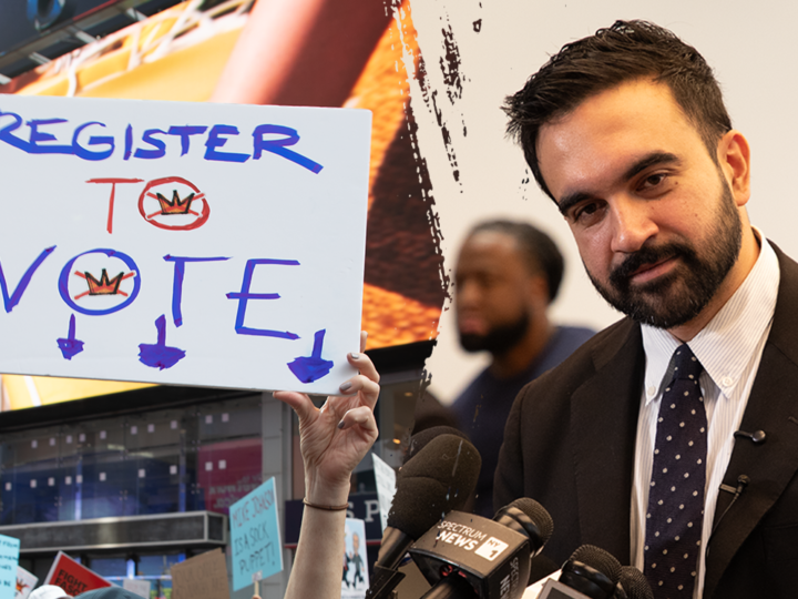 NYC voters back Zohran Mamdani at Times Square rally to oppose Trump agenda
