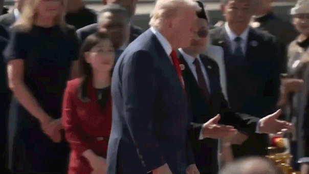 Trump dances with performers from Malaysia during Asia tour greeting
