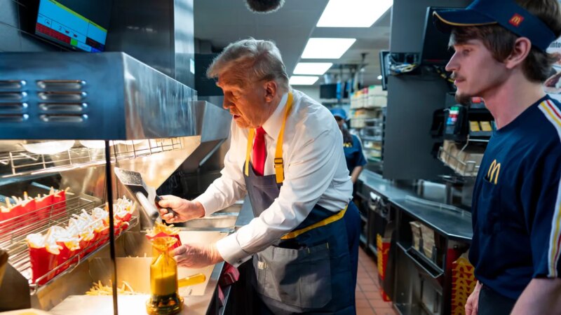 Trump jokes he’s first former McDonald’s fry cook to become president