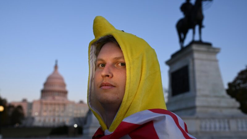 A young man finds purpose in life in a Trump-trolling chicken costume
