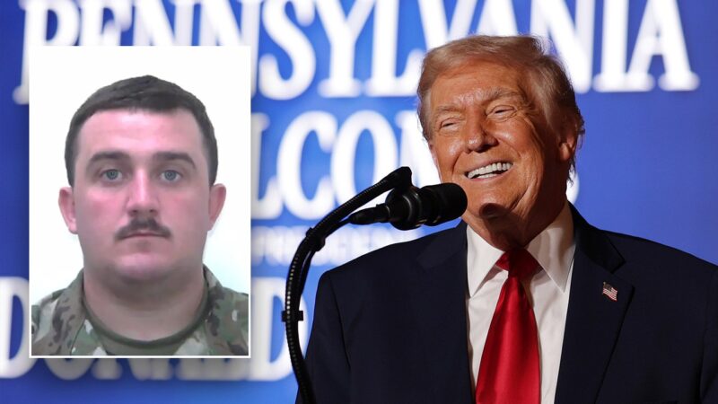 Trump gives update on wounded National Guard member Andrew Wolfe during speech